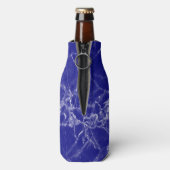 名前をカスタムするブルー大理石パターン ボトルクーラー (ボトル裏面)