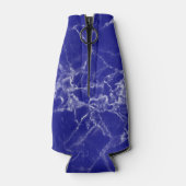 名前をカスタムするブルー大理石パターン ボトルクーラー (裏面)