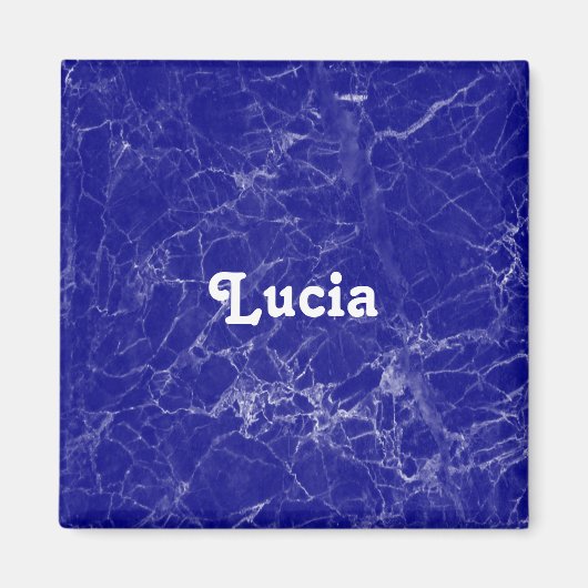 名前をカスタムするブルー大理石パターン マグネット (正面)