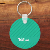 名前をカスタムするブルー斜めプラスチックのテクスチャ キーホルダー (正面)