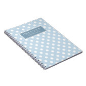 名前をカスタムするブルー白水玉模様柄ノート ノートブック (右側)