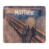 名前をカスタムするブルー絵を描オレンジの悲鳴 カッティングボード (正面)