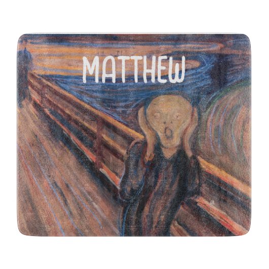 名前をカスタムするブルー絵を描オレンジの悲鳴 カッティングボード (正面)