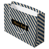 名前をカスタムするブルー/バニラストライプズ ラージペーパーバッグ (裏面アングル)