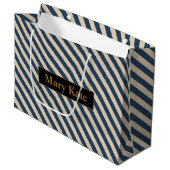 名前をカスタムするブルー/バニラストライプズ ラージペーパーバッグ (正面アングル)
