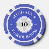 名前をカスタムするブルー&ホワイトラスベガスの宗派 ポーカーチップ (裏面)
