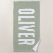 名前をカスタムするプパーソナライズされたール誕生日バケーション ビーチタオル (正面)