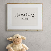 名前をカスタムするプリントミニマリストニュートラル子供部屋 ポスター