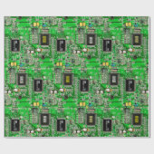 名前をカスタムするプリント回路パターン – 緑オタク系の色 ラッピングペーパー (フラット)