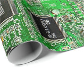 名前をカスタムするプリント回路パターン – 緑オタク系の色 ラッピングペーパー (ロールコーナー)