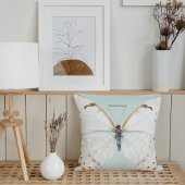 名前をカスタムするベイブルーホワイトバタフライ装飾用クッション クッション