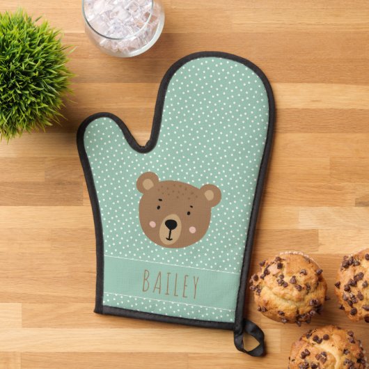 名前をカスタムするベビークマかわいい子供たち 鍋つかみ (トップダウン)