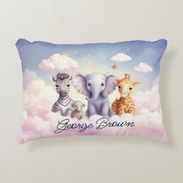 名前をカスタムするベビーゼブラと彼の友人たち アクセントクッション