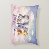 名前をカスタムするベビーゼブラと彼の友人たち アクセントクッション (裏面(縦))