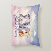 名前をカスタムするベビーゼブラと彼の友人たち アクセントクッション (正面(垂直))