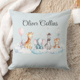 名前をカスタムするベビーゼブラと彼の友人たち クッション
