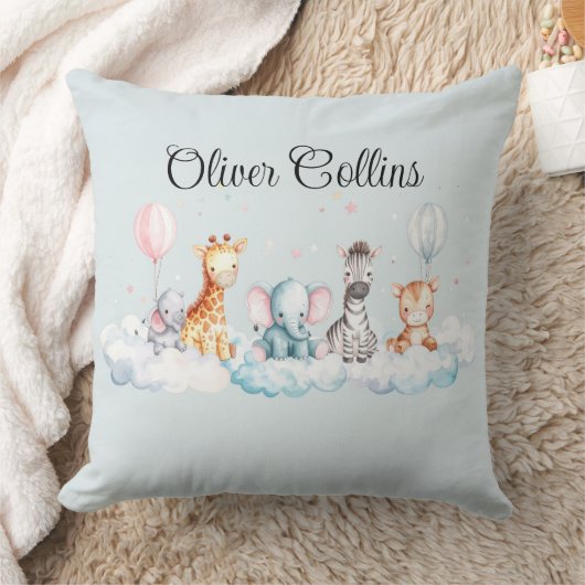 名前をカスタムするベビーゼブラと彼の友人たち クッション (ブランケット)