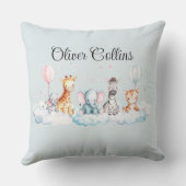 名前をカスタムするベビーゼブラと彼の友人たち クッション (裏面)