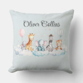 名前をカスタムするベビーゼブラと彼の友人たち クッション (正面)