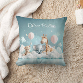 名前をカスタムするベビーゼブラと彼の友人たち クッション