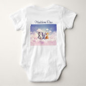 名前をカスタムするベビーゼブラと彼の友人たち ベビーボディスーツ (裏面)