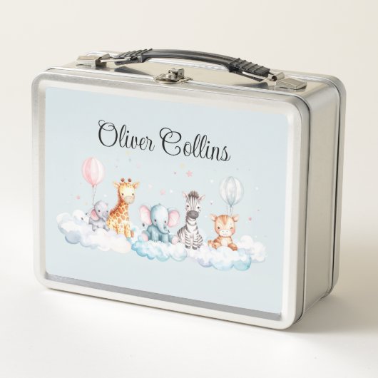 名前をカスタムするベビーゼブラと彼の友人たち メタルランチボックス (正面)