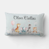 名前をカスタムするベビーゼブラと彼の友人たち ランバークッション (裏面)