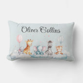名前をカスタムするベビーゼブラと彼の友人たち ランバークッション (正面)