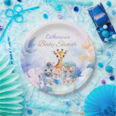 名前をカスタムするベビーゼブラ、キリン&タイガー ペーパープレート (パーティー)