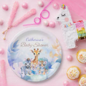 名前をカスタムするベビーゼブラ、キリン&タイガー ペーパープレート (パーティー)