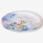 名前をカスタムするベビーゼブラ、キリン&タイガー ペーパープレート (アングル)