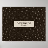 名前をカスタムするベビームーディカントリーブラウン子供部屋デコール ポスター (正面)