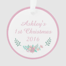 名前をカスタムするベビー第1回クリスマスフローラオーナメント
