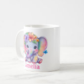 名前をカスタムするベビー象フローラマグカップ、姪のために コーヒーマグカップ (正面左)