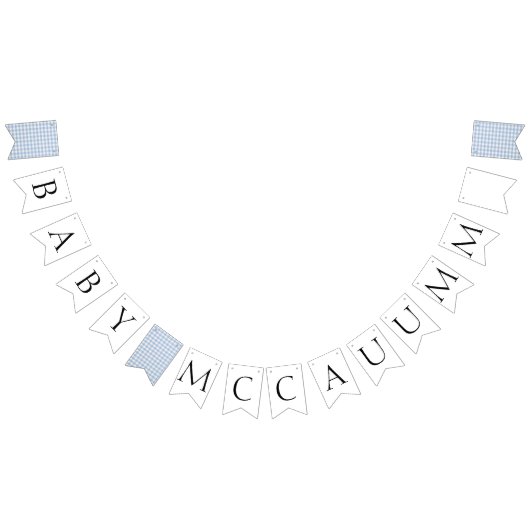 名前をカスタムするベビーQベビーシャワーバーベキューボーイブルー バンティングフラッグ (全)