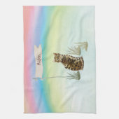 名前をカスタムするベンガルキャットペット キッチンタオル (縦)