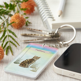 名前をカスタムするベンガルキャットペット キーホルダー