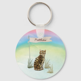 名前をカスタムするベンガルキャットペット キーホルダー