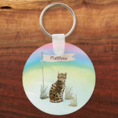 名前をカスタムするベンガルキャットペット キーホルダー (正面)