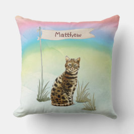 名前をカスタムするベンガルキャットペット クッション