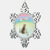 名前をカスタムするベンガルキャットペット スノーフレークピューターオーナメント (右)