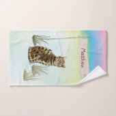 名前をカスタムするベンガルキャットペット バスタオルセット (ハンドタオル)