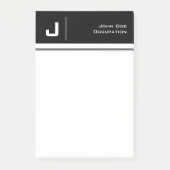 名前をカスタムするベーシッククリーンシンプルミニマリストブラック ポストイット (正面)