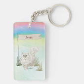 名前をカスタムするペルシャ猫ペット キーホルダー (裏面)
