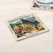 名前をカスタムするペルーマチュピチュ スクエアペーパーコースター (アングル)