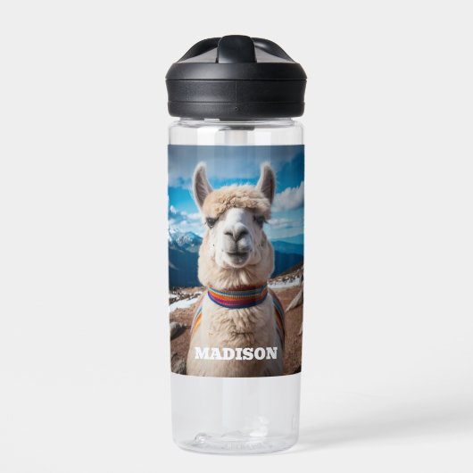 名前をカスタムするペルーラマ ウォーターボトル (正面)