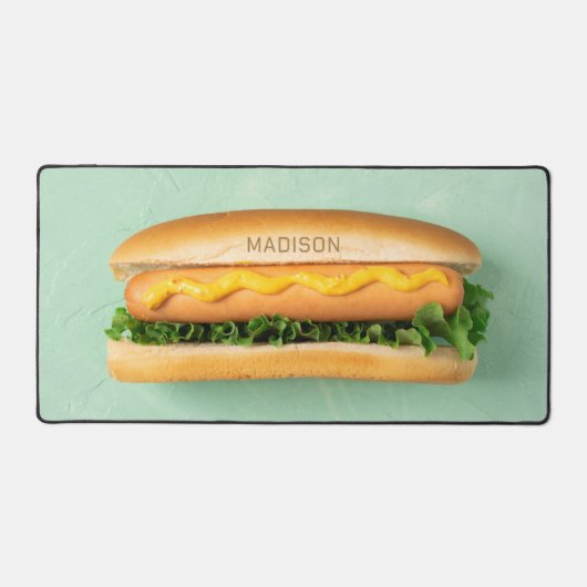名前をカスタムするホットドッグ デスクマット (正面)