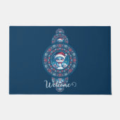 名前をカスタムするホリデーかわいいベアーガジュアルマンダラ ドアマット (正面)