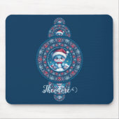 名前をカスタムするホリデーかわいいベアーガジュアルマンダラ マウスパッド (正面)