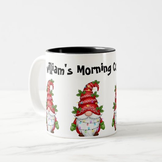 名前をカスタムするホリデーギフト – モーニングコーヒーマグ。 ツートーンマグカップ (正面左)